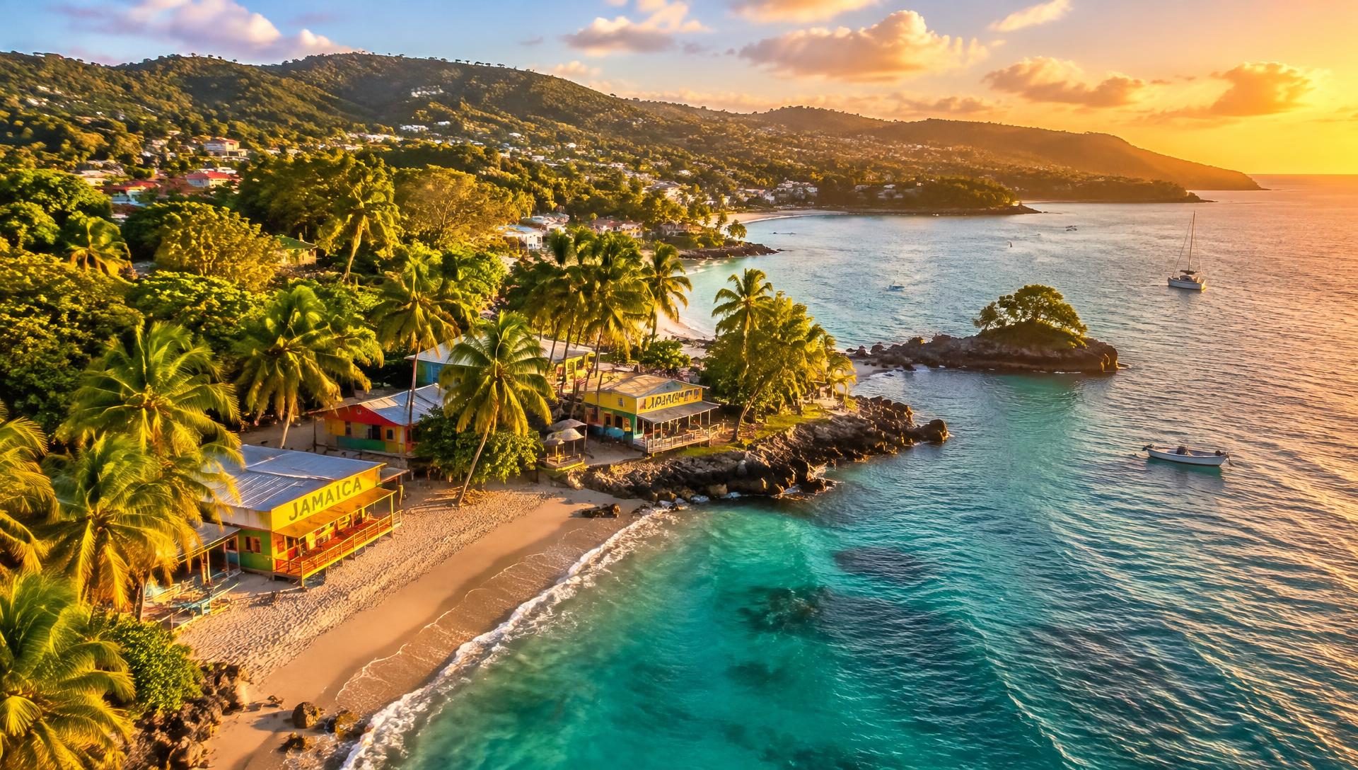 Jamaican coastline at golden hour